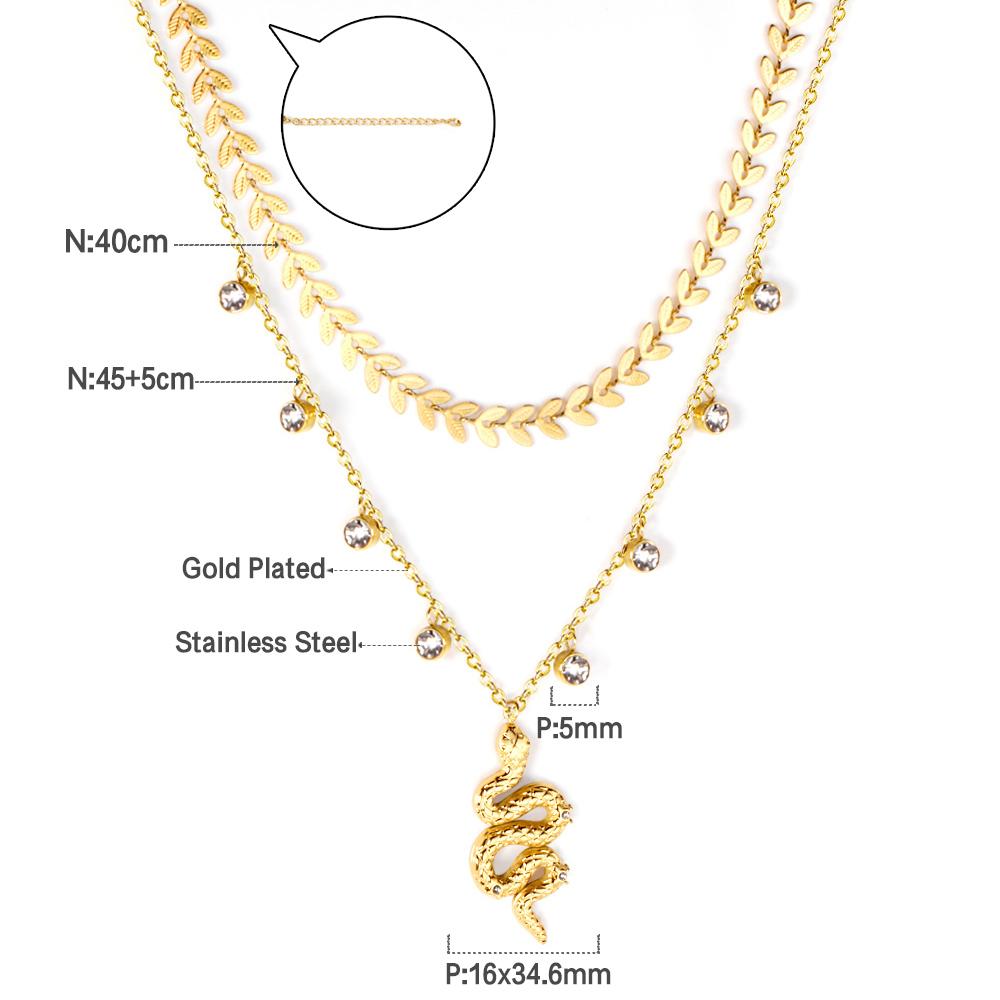 18K Gold PVD Stainless Steel Ocean Charm Necklace Set Shell Starfish Pearl Snake Layered Waterproof Jewelry for Women