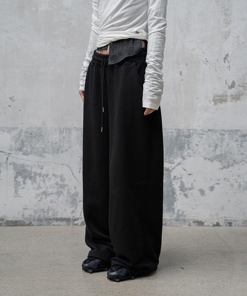 Mosan Logo Wide Sweat Pants (Black)