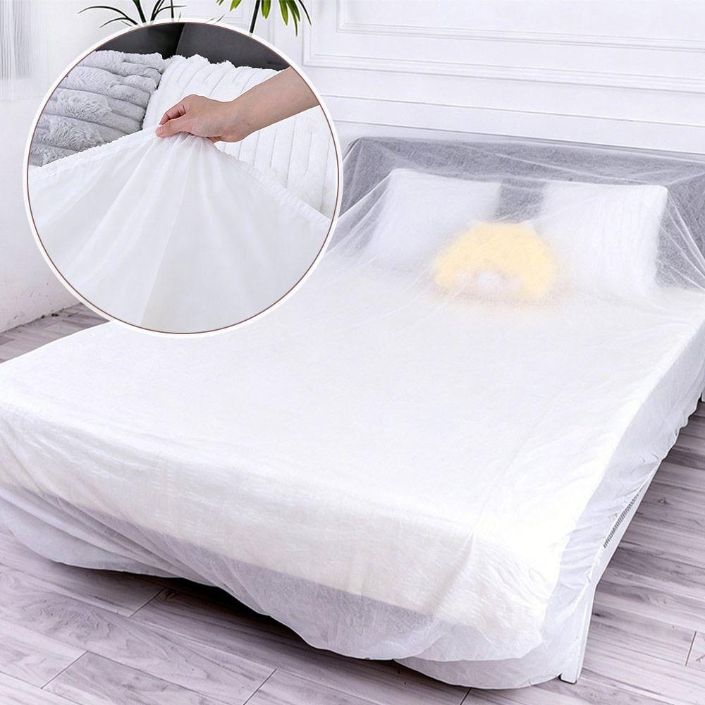 Elastic Edges Disposable Dust Covers Transparent PE Disposable Bed Cover Furniture Protector Bed