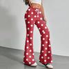 Women's Fashion Loose Drawstring Waist Polka Dot Printed Casual Sports Pants Casual Flared Pants