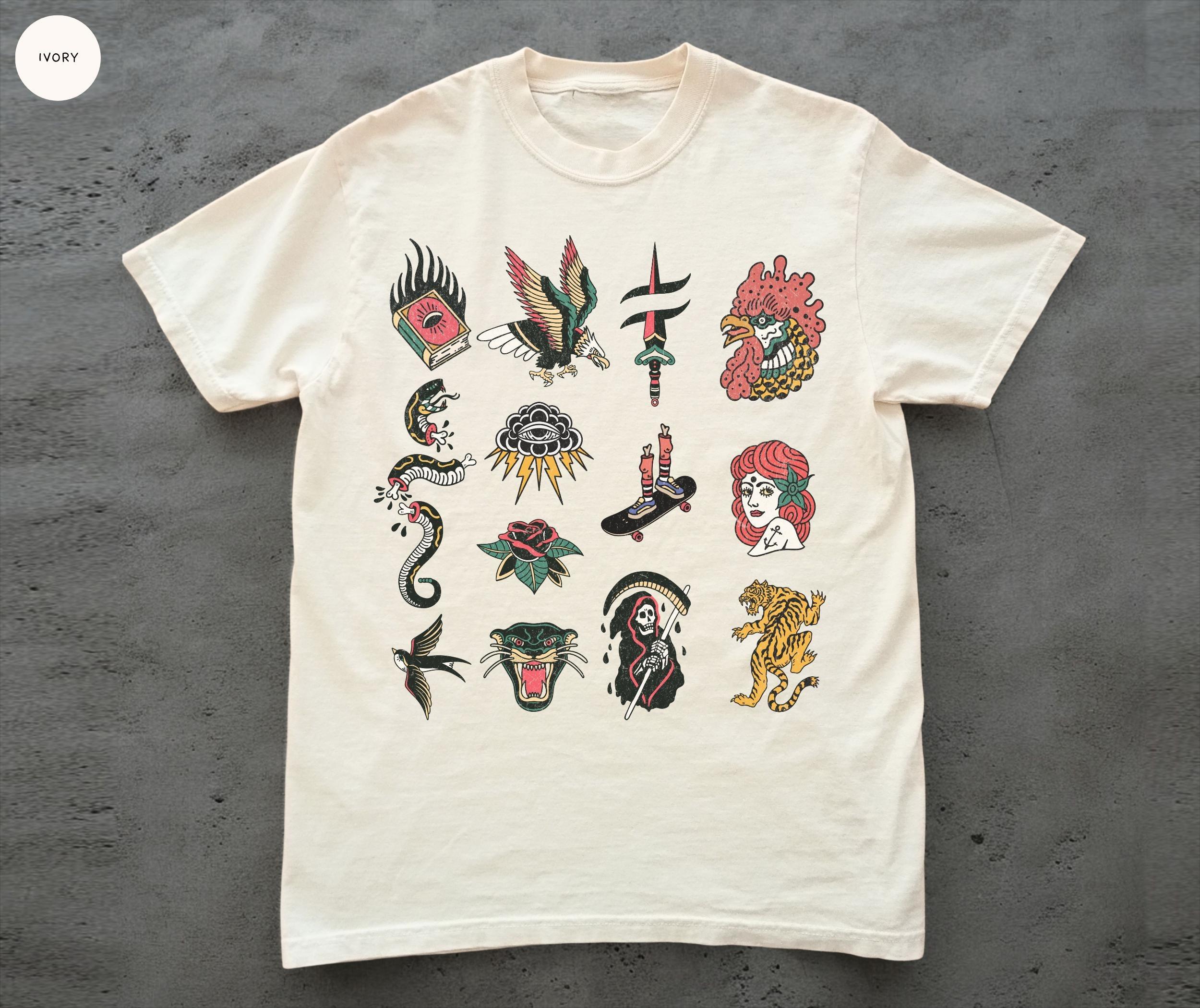 

Plus Size Summer Womens Vintage Tattoo Graphic TShirt Cotton Breathable Stylish Versatile Street Style Oversized XL