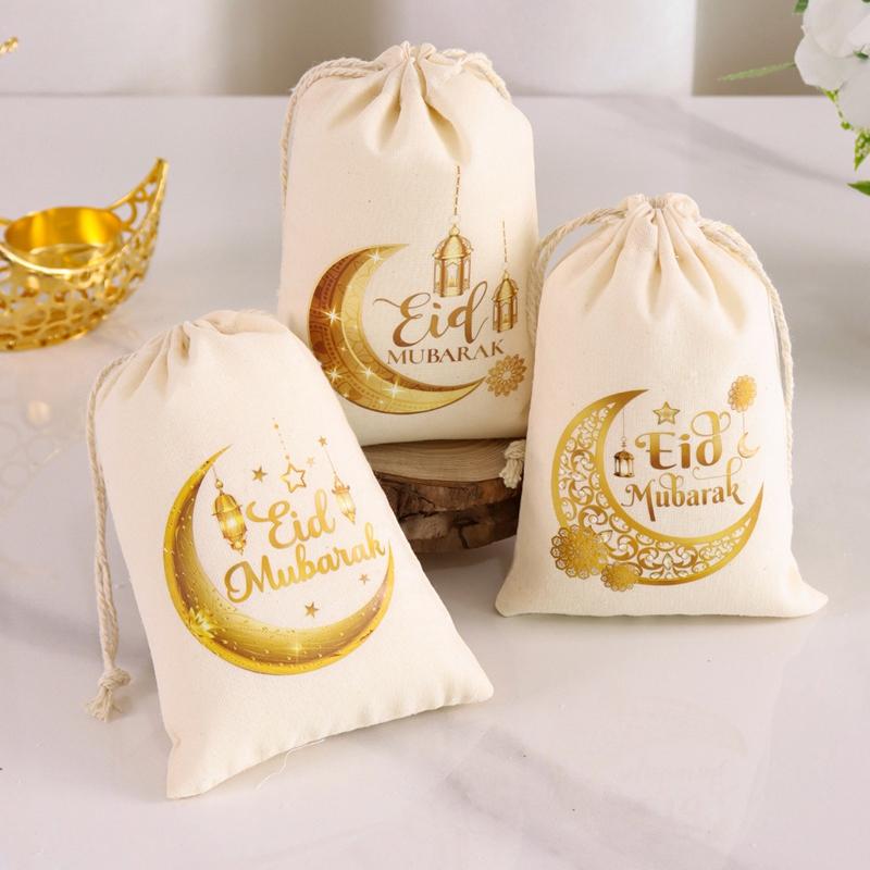 6Pcs Eid Mubarak Gift Bag 2026 Islamic Muslim Party Supplies Ramadan Kareem Eid Al-fitr Gifts Candy Snack Packaging Pouches