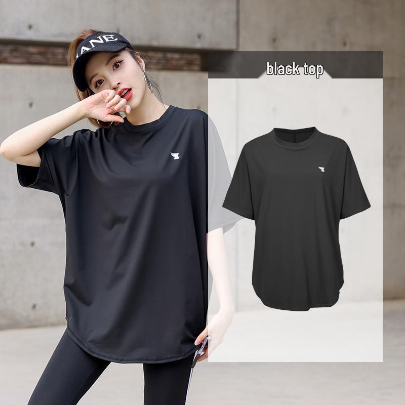 Women's Plus Size Yoga Set: Loose Short Sleeve T-Shirt & Gym Shorts