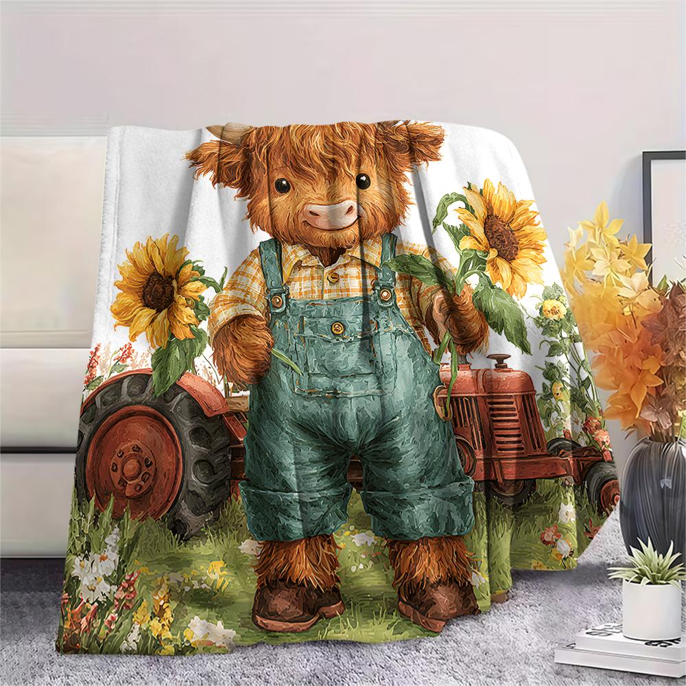 Coperta in Flanella con Stampa Bovini, Alta Qualità, Confortevole per Tutte le Stagioni, Decorazione per la Casa, Calore e Comfort, Perfetta per Regali di Natale