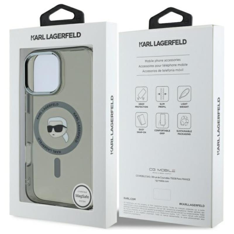 Karl Lagerfeld Iml Metal Karl Head Magsafe - Etui Iphone 16 Pro (Czarny)