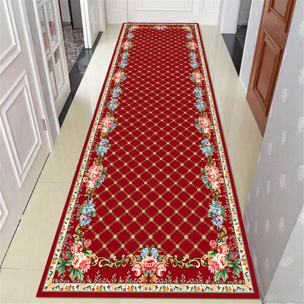 

Blue Grid Flannel Area Rug Anti Slip Living Room Bedroom Carpet Kitchen Mat National Flower Corridor Hallway 50x80cm