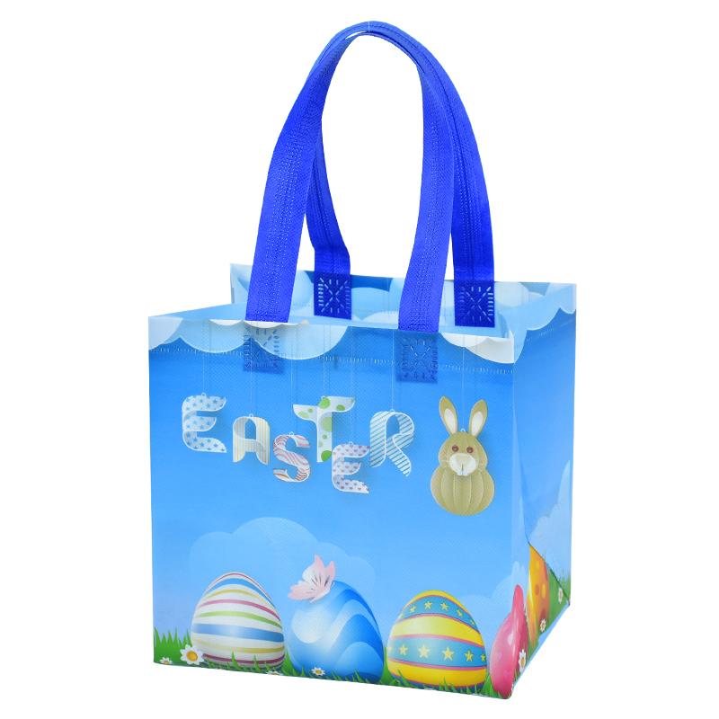 Easter Gift Bags Cute Rabbit Printed Candy Snack Tote Bag Non-Woven Egg Basket Non Woven Happy Easter Party Decoration Supplies