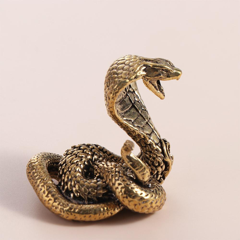 Copper Mini Cobra Statue Ancient Snake Figurines Tea Pets Brass Cobra Figurines  Birthday Gift