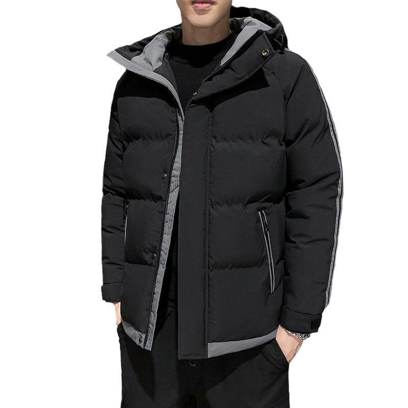 Baumwollkleidung Herren Winter Kapuze Gestreift Verdickung Baumwolljacke Trend Brot Kleidung Baumwolljacke Herren Mode Freizeitjacke