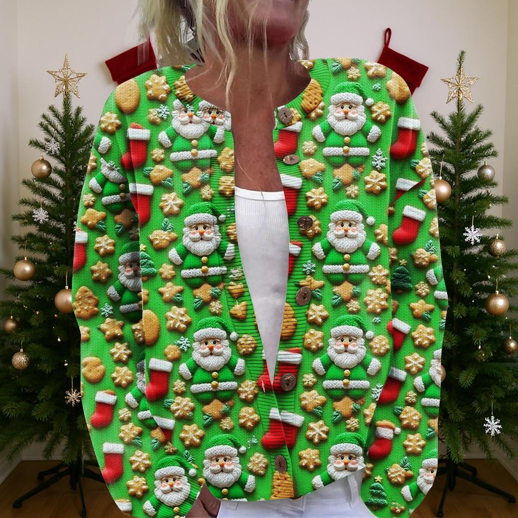 Suéter Navideño para Mujer Suéter Navideño Lindo Divertido Otoño e Invierno Manga Larga Suéter de Punto