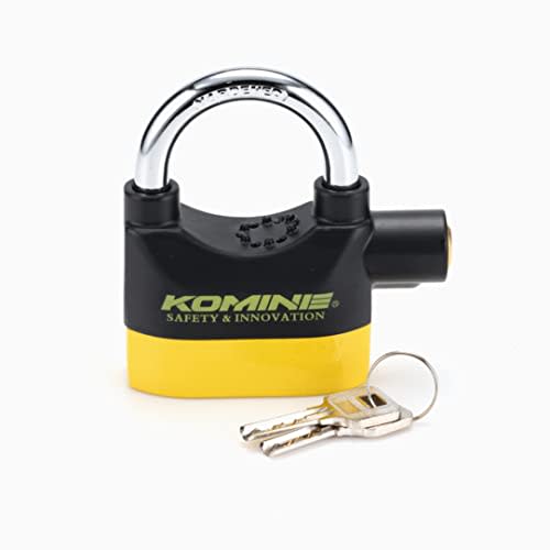 Komine Motorcycle Pin Tumbler Alarm Pad Lock Black/Yellow LK-120