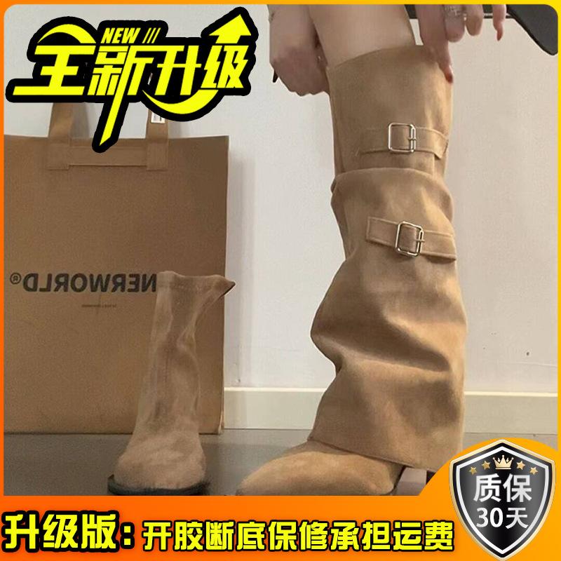 Mode Stamm Retro Design Sinn Gürtelschnalle Spitzhose Stiefel Damen 2025 Herbst und Winter neu dünner Absatz hoher Absatz Stiefel