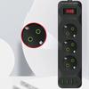 EU Plug Power Strip 3 AC Outlet Multitap Extension with 4 USB Ports 2m Cord Electrical Socket 2500W Fast Charge Surge Protector