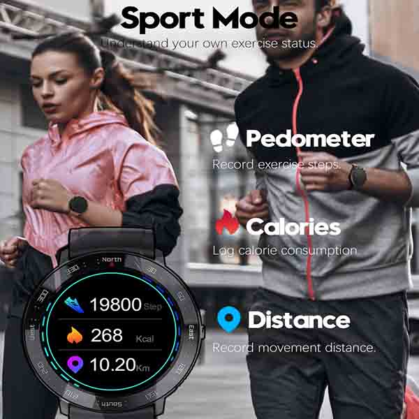 NORTH EDGE NL03 Men's Smart Watch 1.28" Touch Screen Fitness Sport Heart Rate Blood Pressure Monitor Unisex Bluetooth Smartwatch