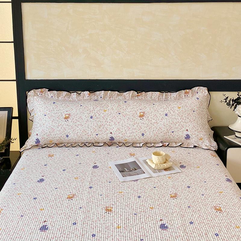 1 pc Long Couple Pillow Shams 100/120/150/180cm Long Pillow Cover with Ruffles Decorative Soft Purple Quilted Pillowcases Cover