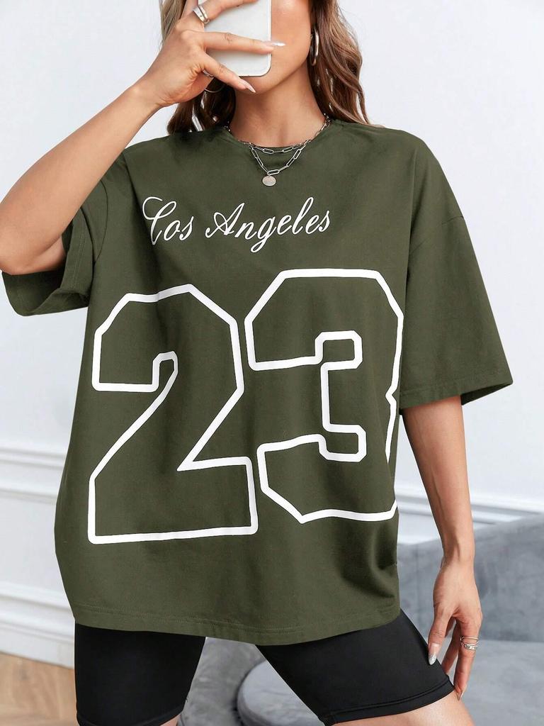 Los Angeles 23 Cotton Print Tee Shirt Original Loose Comfortabletshirt Individual Casual Soft Tee Top Aesthetic Fashion T-Shirt