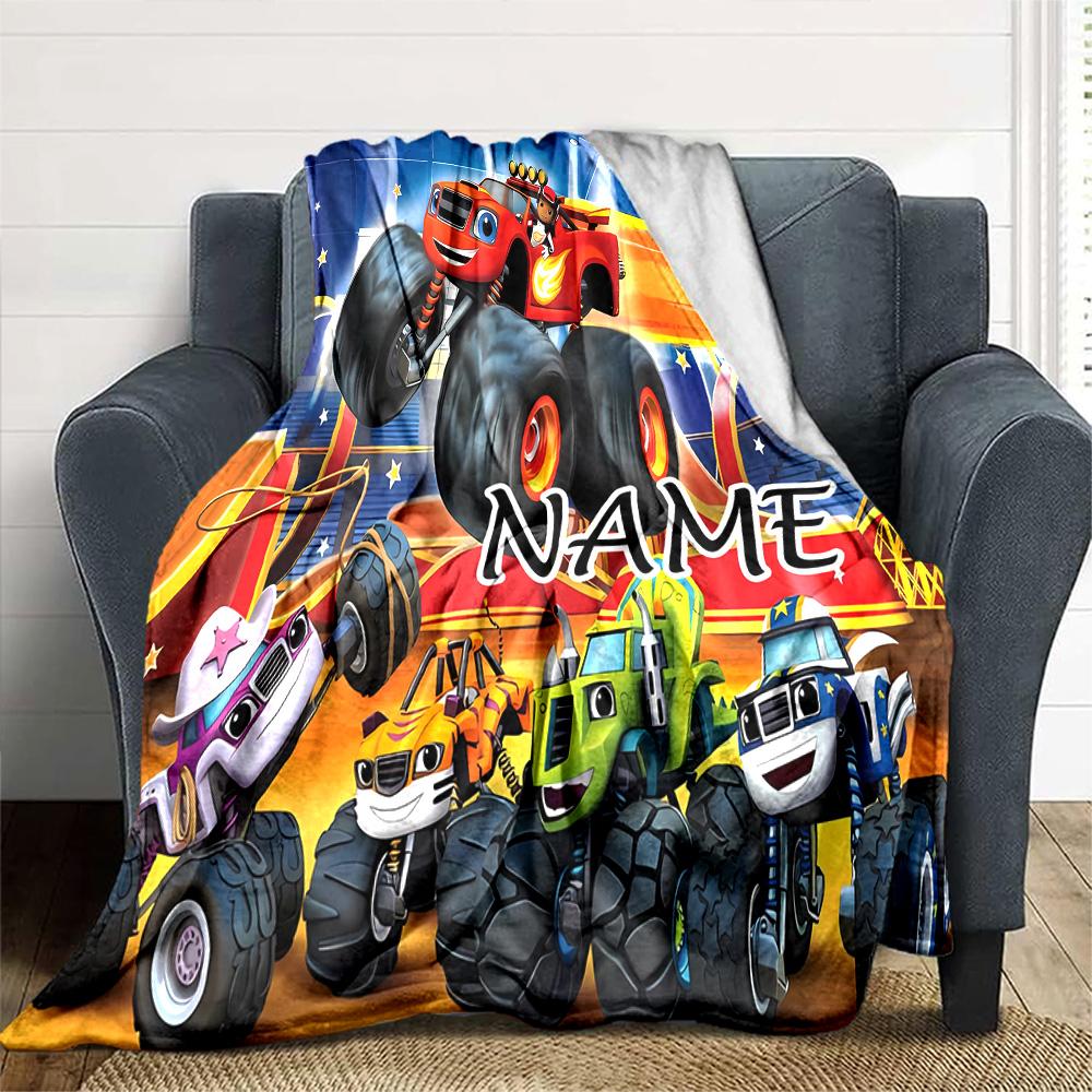 Coperta Ponderata Personalizzabile Blaze e le Macchine Mostruose1 – Nome Personalizzato, Coperta Accogliente per Tutte le Stagioni, Lavabile in Lavatrice, Coperta Personalizzata