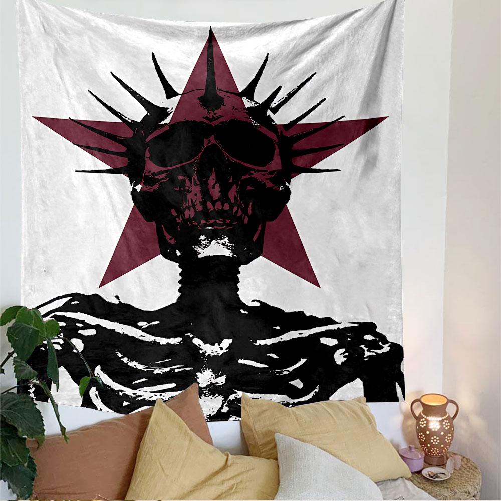 Bohemian Skull Punk Dark Art Tapestry, Wall Hanging Decor for Living Room Bedroom Dorm, Perfect Gift for Women Men