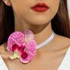 High-end Phalaenopsis Collarbone Chain Colorful Flower Choker Wedding Flower Necklace Women