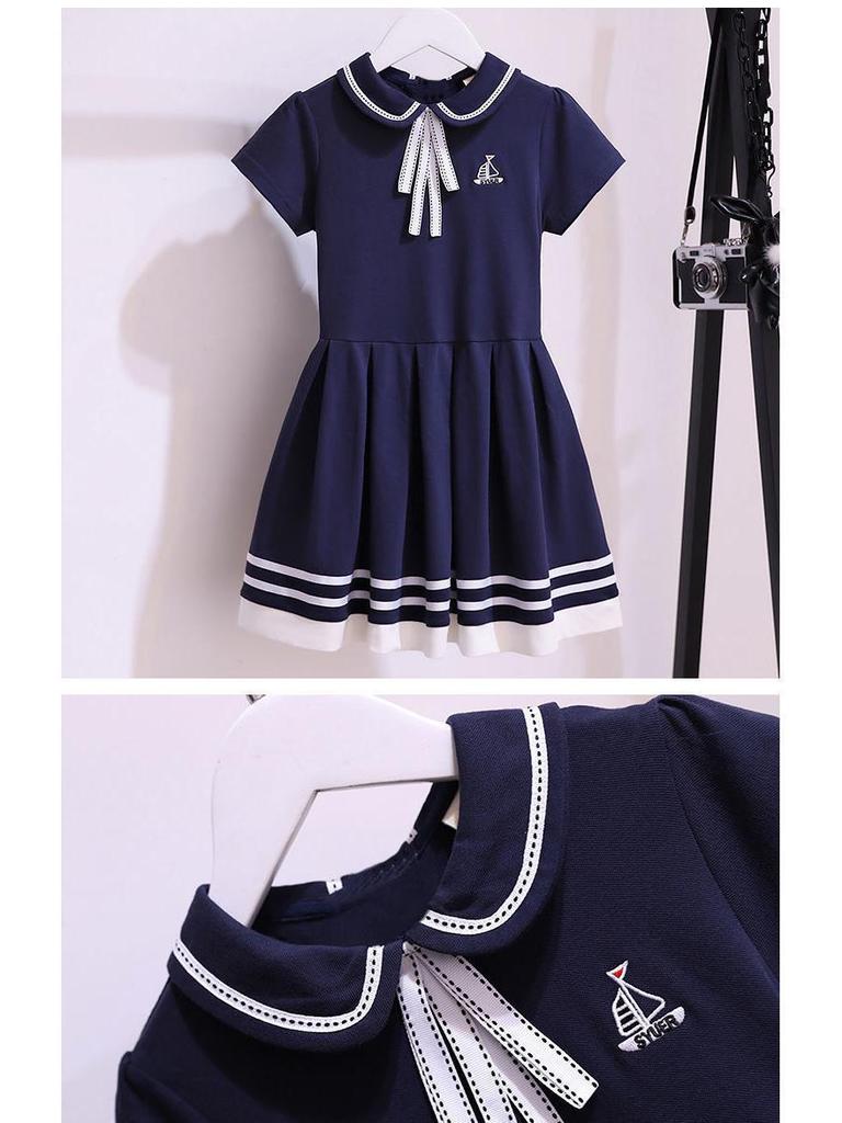 Japanese-Style Doll Collar Short Sleeve Princess Dress for Girls, Ages 12-15