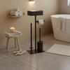 Toilet Paper Stand with Brush and Shelf Easy Assembly Bathroom Storage Rack with Toilet Brush Bathroom Tissue Storage Rack