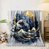 Golden Moon and Japanese Great Waves Print Blanket Soft and Cozy Perfect for the Living Room Bed Sofa or a Nap,gift