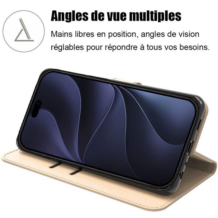 Coque + 2 Verres Trempés pour iPhone 18 Pro, Protection Antichoc Anti-Rayures Effet Cuir Doré