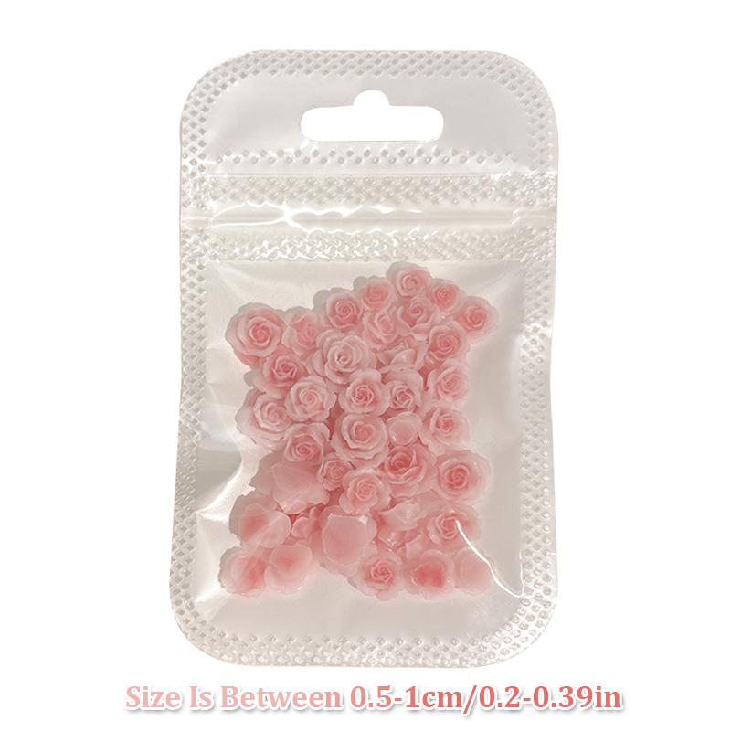 50Pcs Diy Nail Art Decor 3D Rosa Chinensis Flower Rose Flower Nail Drills Mixed Size Camellia Flower Nail Drill Manicure Design