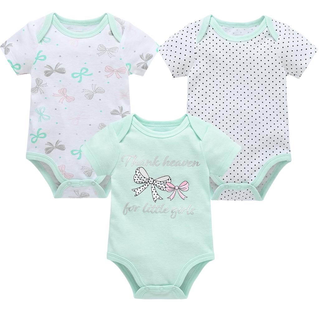 3 Items Baby Girls Clothes  Pour Nouveaux Cotton Short Sleeve Girl Bodysuit 0-12 Months Newborn Boys Clothing Toddler