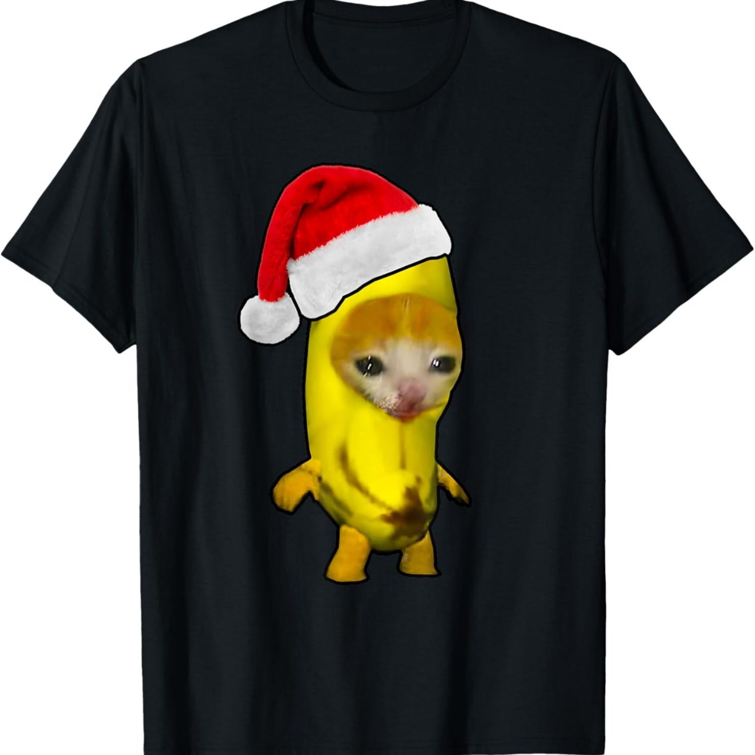 Christmas Banana Cat Happy Bananacat Meme Xmas Kitty Cat T-Shirt S
