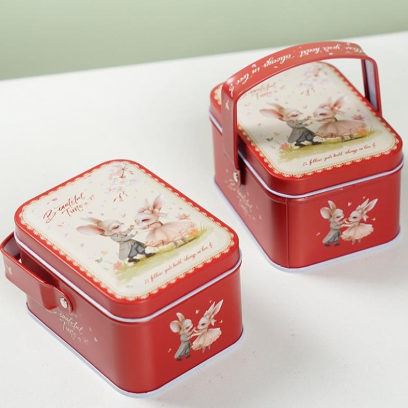 Tinplate Candy Metal Box Kids Gifts Small Tin Box Cookie Box Portable Rabbit Gift Box For Birthday Wedding Party Decoration
