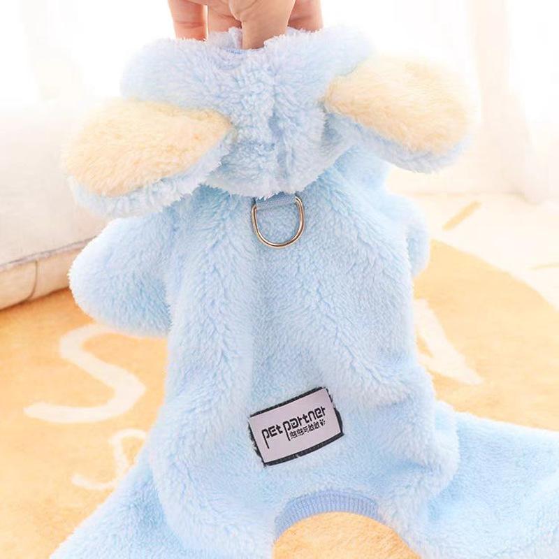 Cute Bear Ear Dog Coat Warm Dog Clothes for Winter Pet Dog Jumpsuit Chihuahua French Bulldog Bichon Pajamas Cat Puppy Clothing