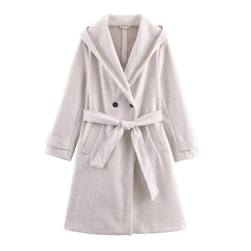 Women s European American Hooded Coat - Autumn/Winter Casual Fashion Large белый