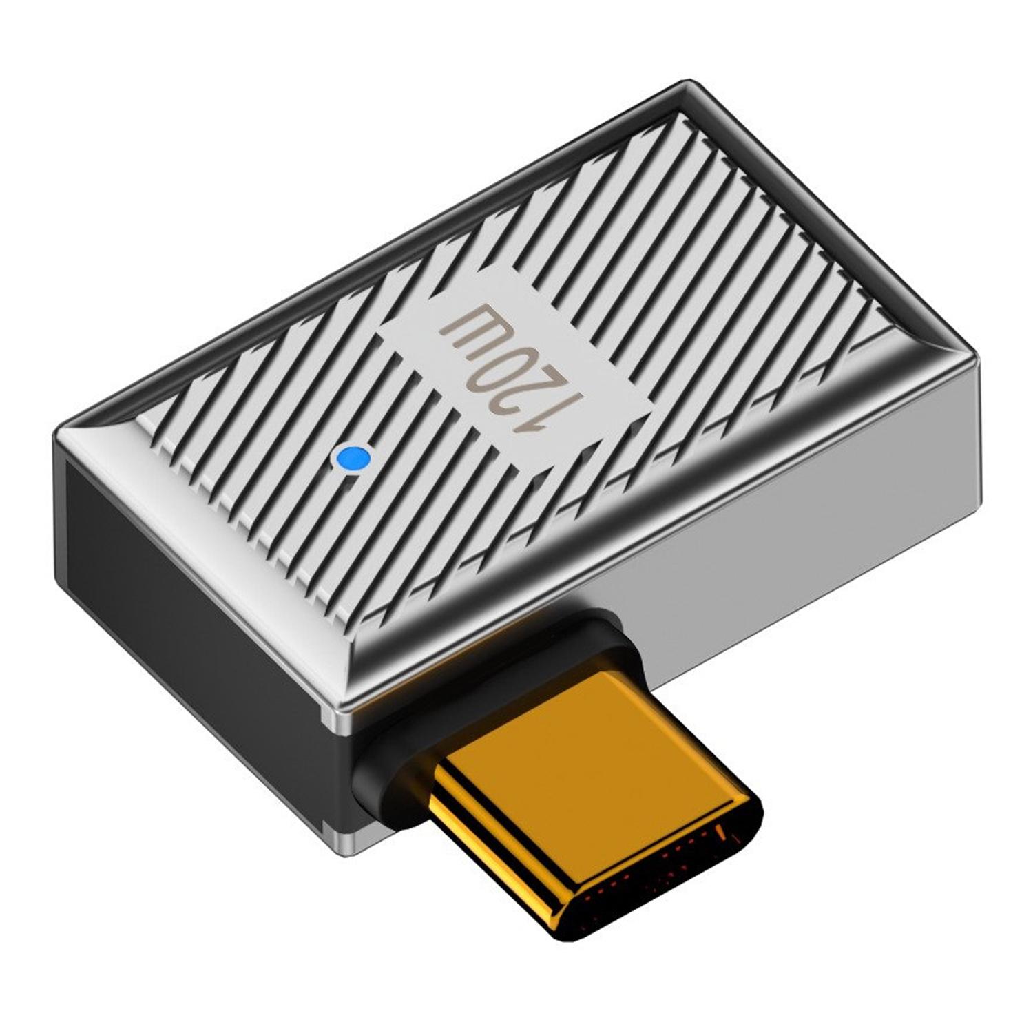 

USB-A 3.1 Female to Type-C Male Side Bend Converter 10Gbps 120W OTG Adapter Dark Grey