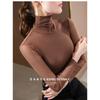 Women High Collar Mesh Base Layer Top Fleece Lined Thick Stretchy Long Sleeve Warm