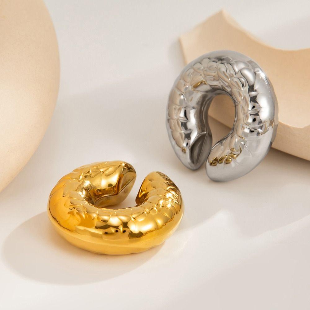 Stainless Steel C-shaped Ear Clip Golded No Piercing Earrings Retro Ear Buckle  Travel