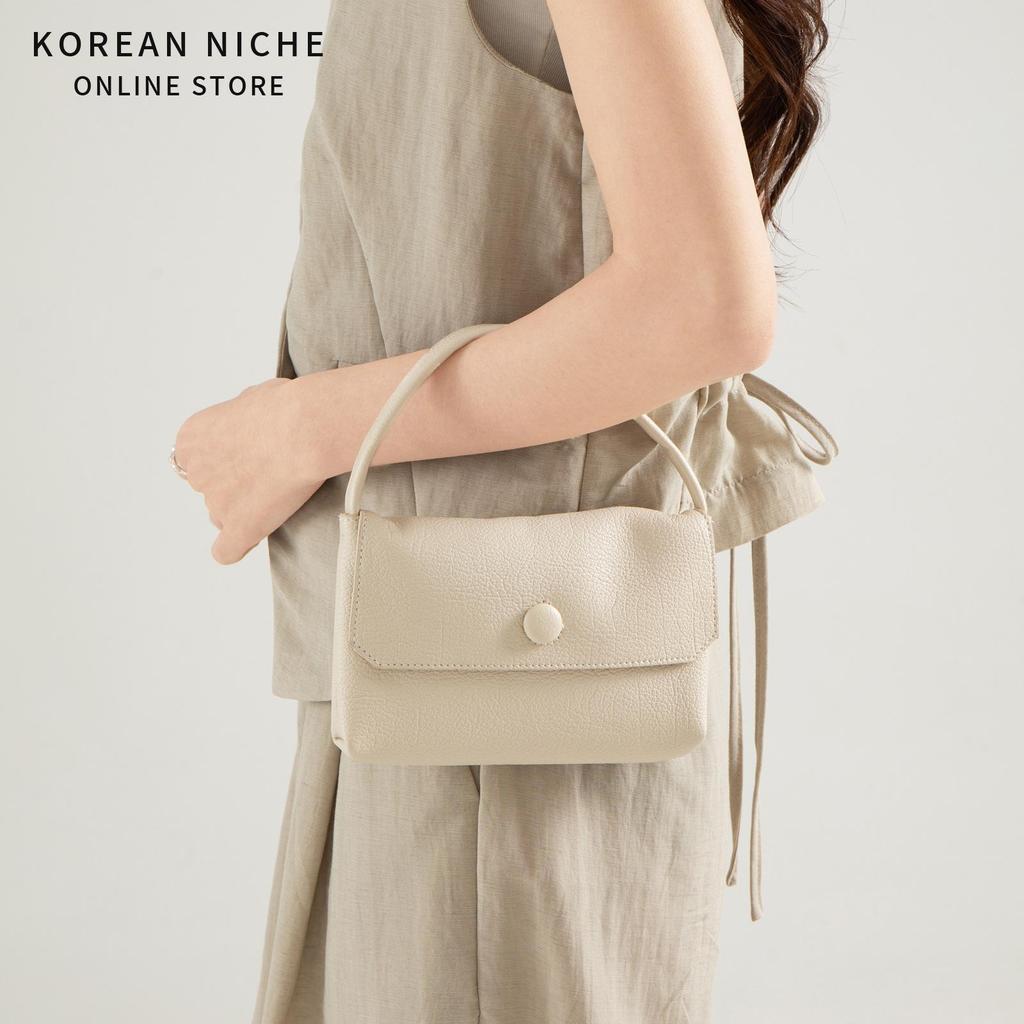 Simple and Versatile Lychee Patterned Small Square Bag for Women, Korean Version, Niche Fashion Trend, High-end Texture Handbag