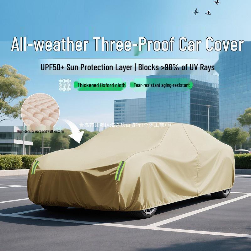 Universal All-Season Oxford Cloth Car Cover: Sun, Rain & Dust Protection with Heat Insulation & Sun Shade
