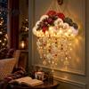 Vintage Christmas Lanterns Lighted Snowfall Cloud, Cascading Snowflake Light with Reindeer/Angel, Party Supplies LED Holiday Hanging Lantern for Home