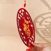 Wood New Year Blessing Hanging Ornament with Tassel Chinese Knot Pendant  Background Wall
