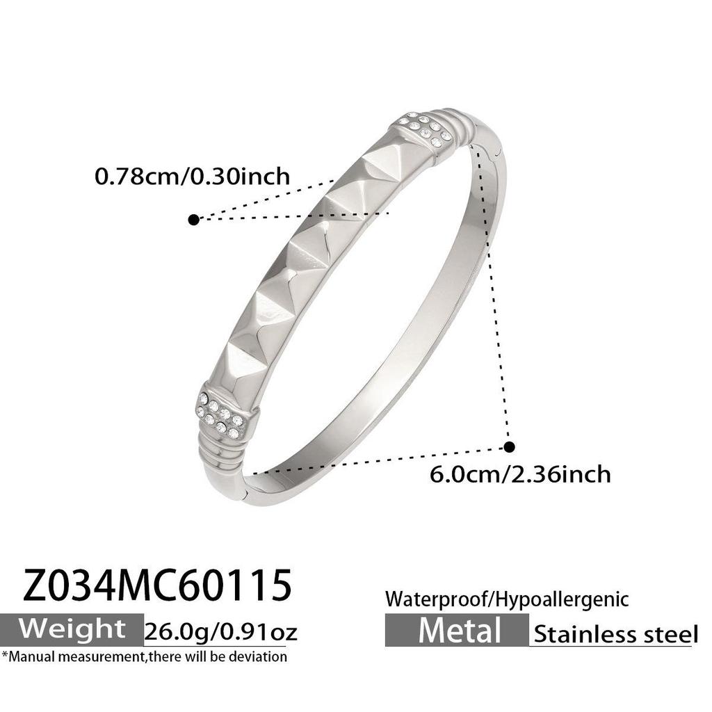 18K Gold-Plated Geometric Zirconia Bracelet with Stainless Steel Buckle