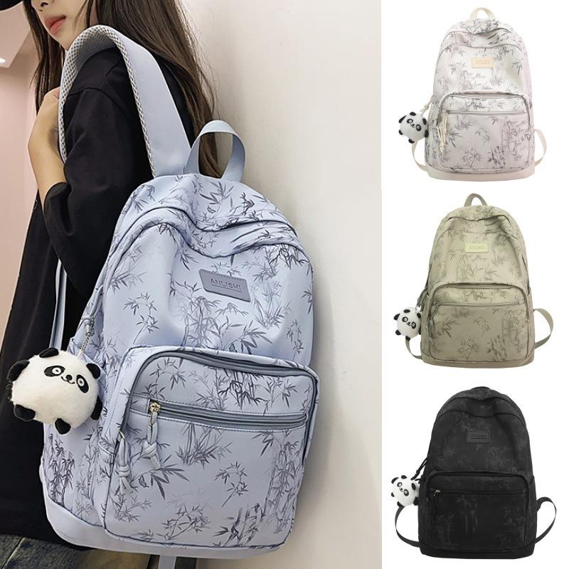 New simple college student printed schoolbag niche high value versatile backpack large capacity computer travel backpack