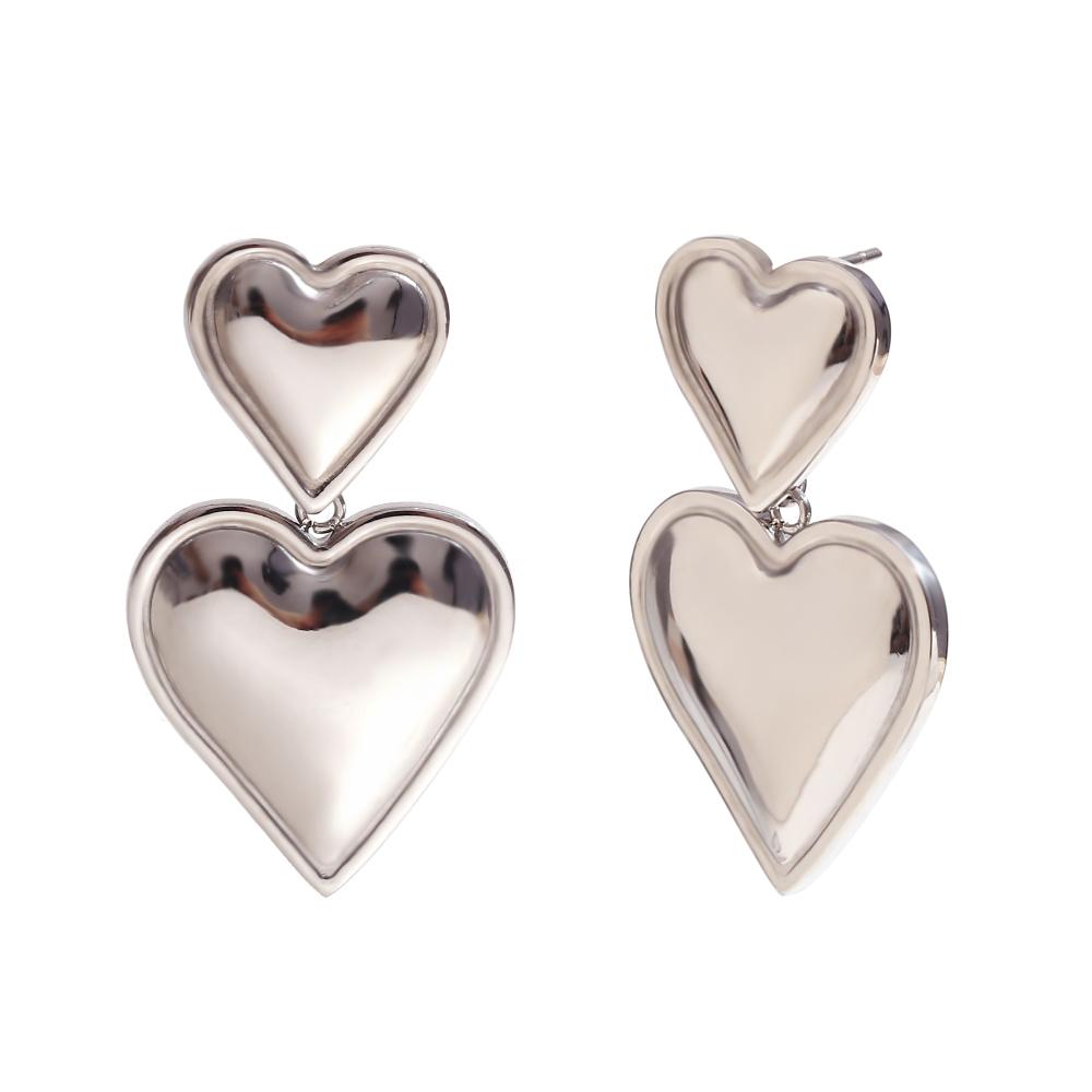 

MamacitaSlay 316L Stainless Steel Mixed Color Heart Drop Earrings 18K Gold Plated Waterproof Jewelry For Women Everyday Wear