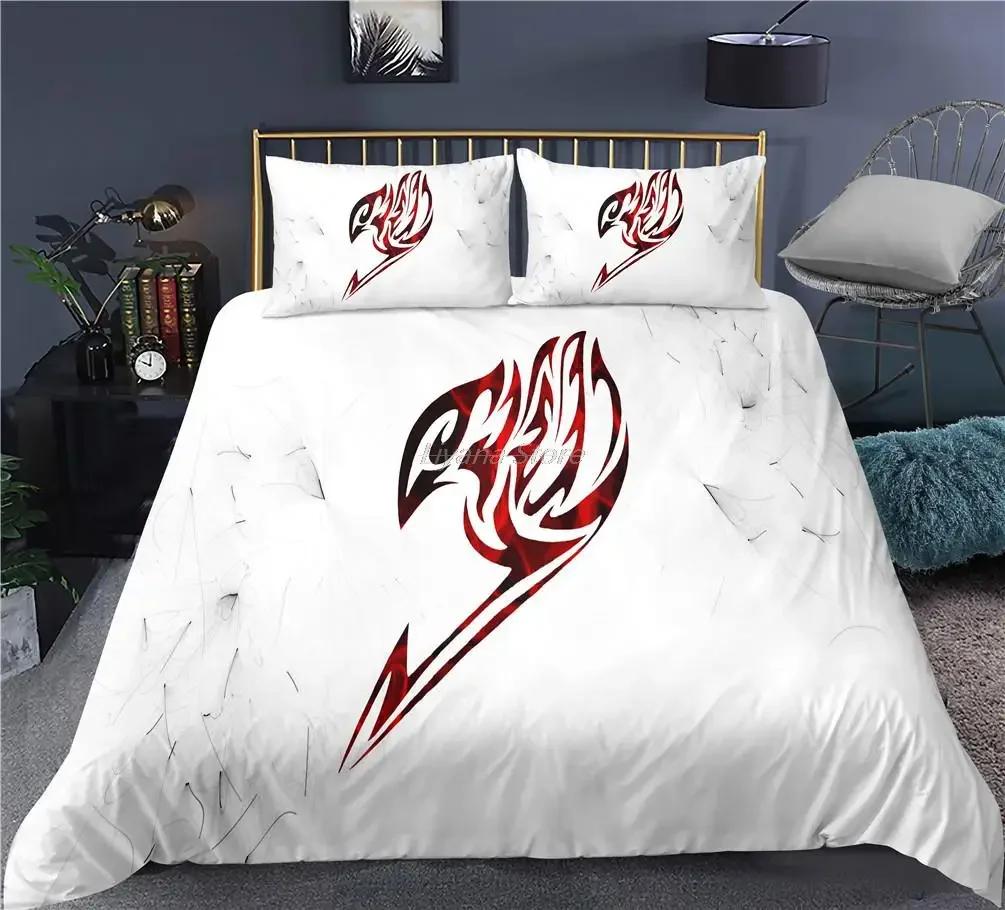 Zestaw pościeli Fairy Tail Single Twin Full Queen King Size Kawaii Anime Bed Set Aldult Kid Bedroom Duvetcover Sets 3D Print 012