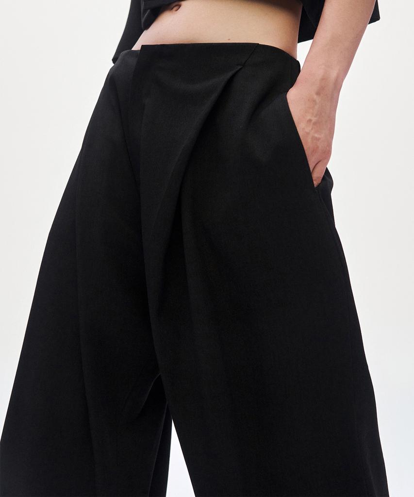 Teulimingbeodeu Low Rise Wide Slacks [ Black ]