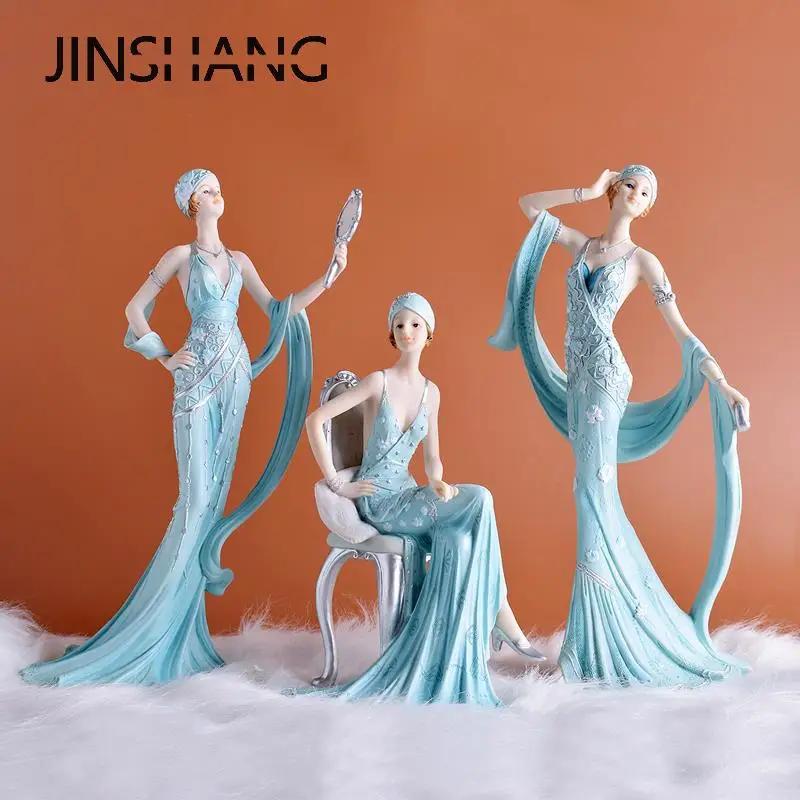 Europäisches Mädchen Schönheitscharakter Harzornamente Haus Wohnzimmer Weinschrank Figuren Dekoration Handwerk Hochzeit Geburtstagsgeschenke