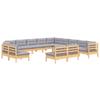 13 Piece Garden Lounge Set with Grey Cushions Solid Pine Wood