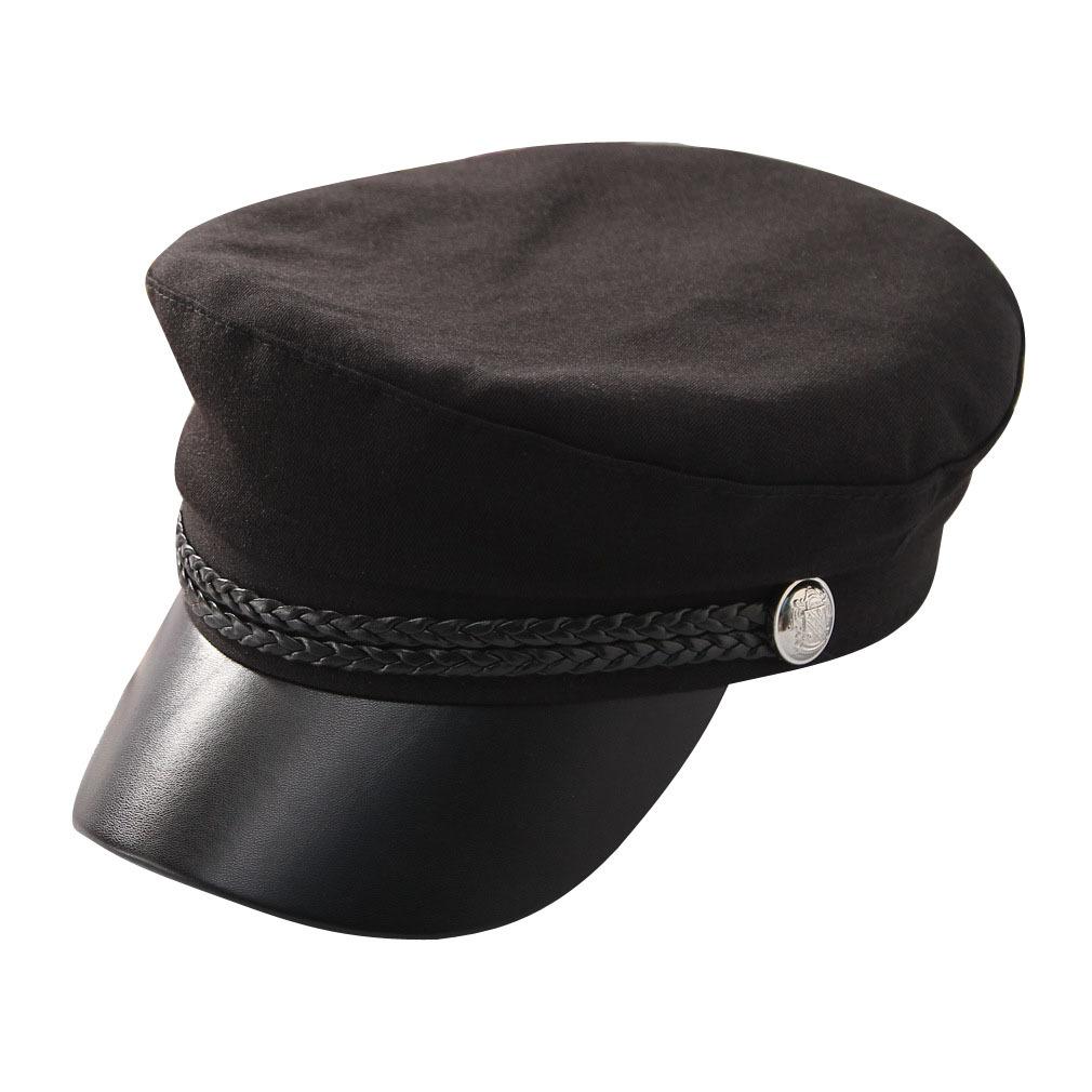 Flat Top British Vintage Beret & Flat Cap Performance Hat for Women & Men Adjustable Cotton Casual Outdoor Sports One Size чёрный