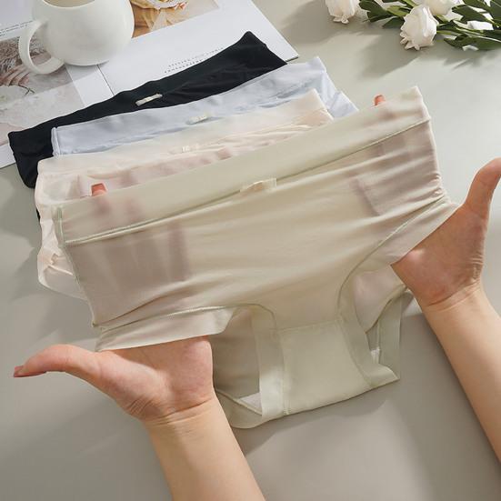 Women's Ultra Thin Ice Silk Underwear Mid-Rise Seamless Transparent Panties See Through Invisible Briefs