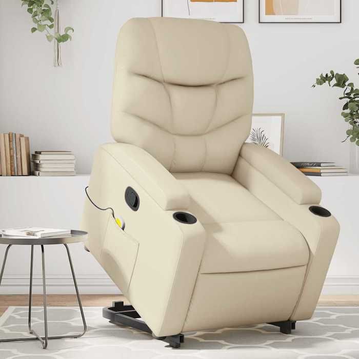 VidaXL Fauteuil inclinable de massage Crème Similicuir 3204666